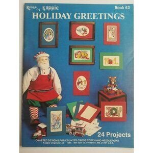 Kappie Holiday Greetings Counted Cross Stitch Book 63 24 Festive Patterns 1985 V